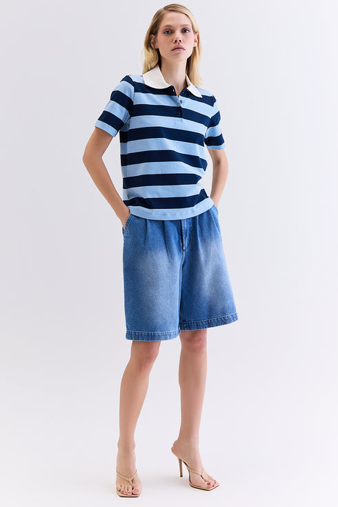 BERMUDA JEANS AZUL MÉDIO